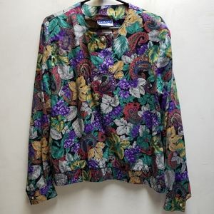 Vintage Cape Cod womens size medium large paisley floral blouse shirt